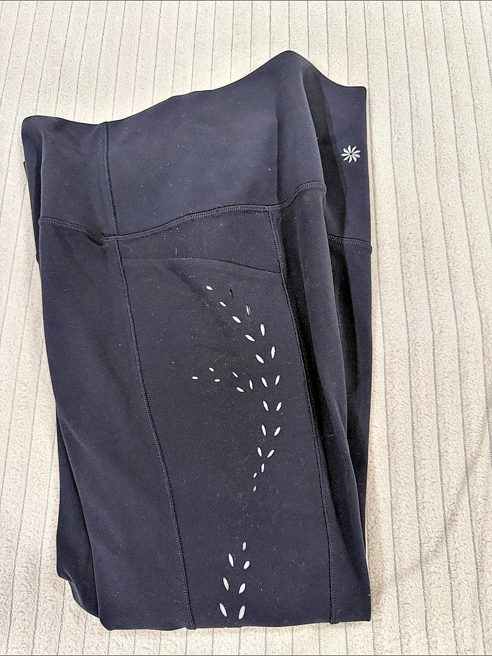 Athleta Salutation Stash Pocket II Laser Cut 7/8 Tight Black Large